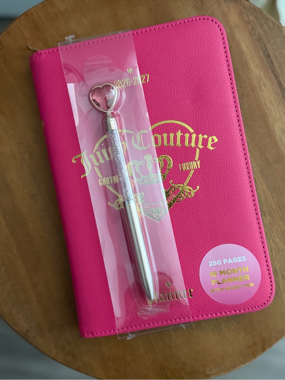 Juicy Couture Pink Planner with Silver Heart-Topped Pen